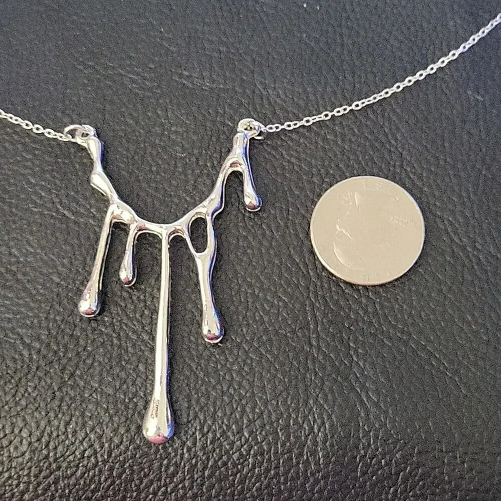Closet Fairy | Jewelry | Unique Melting Drippy Metal Silver Necklace ...